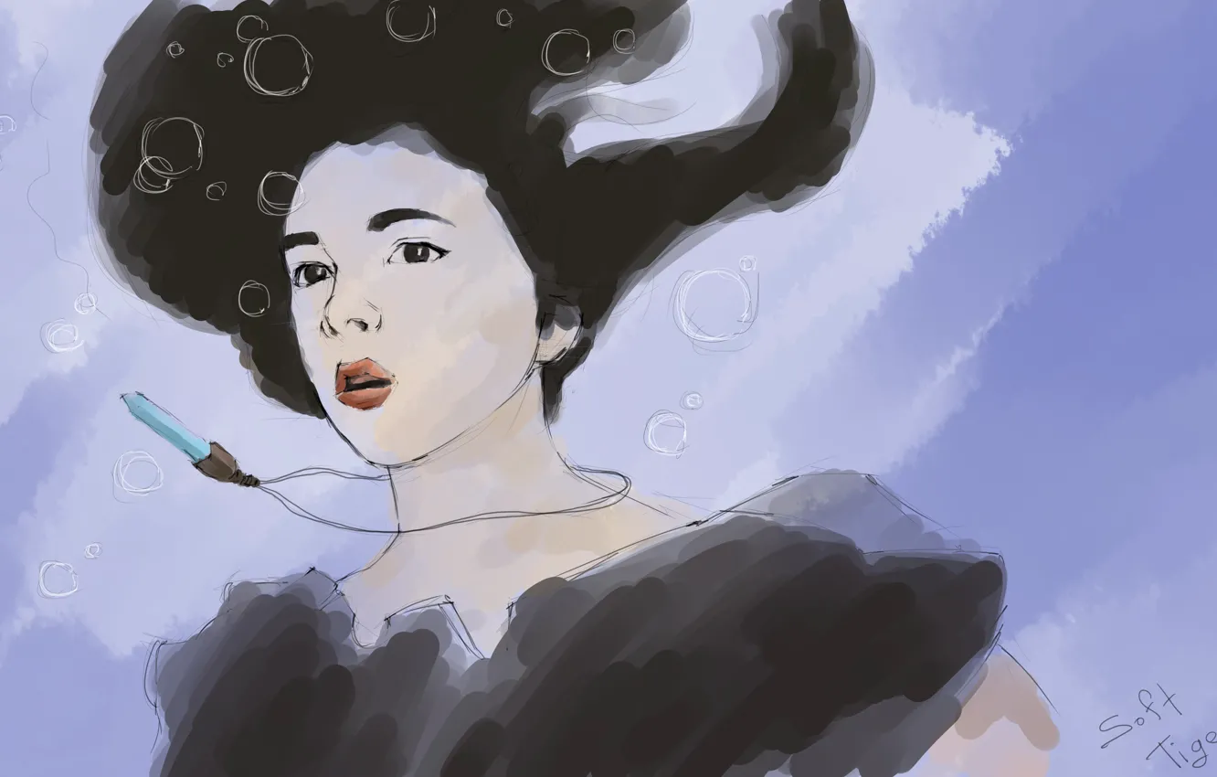 Photo wallpaper water, bubbles, Atlantis, girl, girl, bubbles, water, Soft Tiger