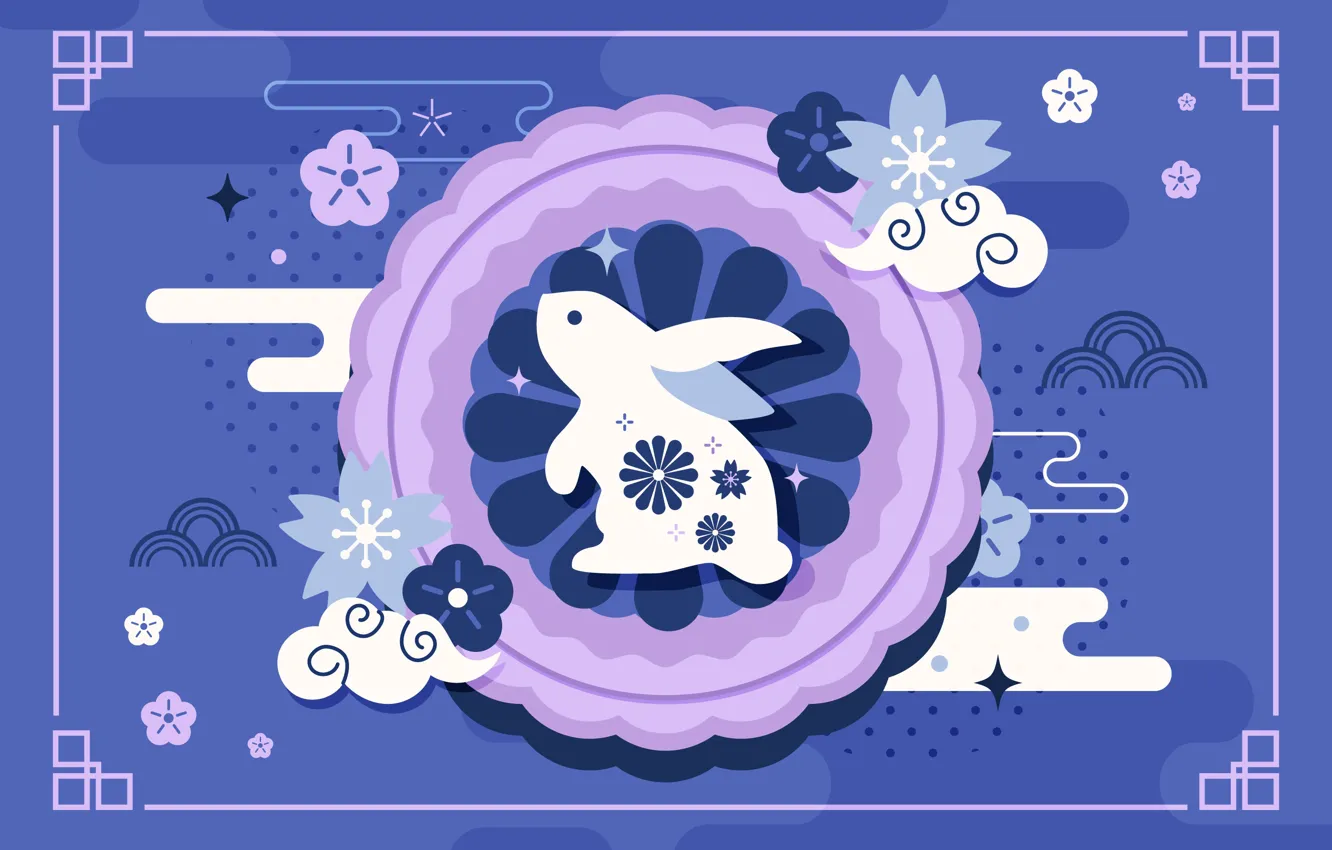 Photo wallpaper new year, styling, rabbit, Christmas, Bunny, ornament, the year of the rabbit, lilac background