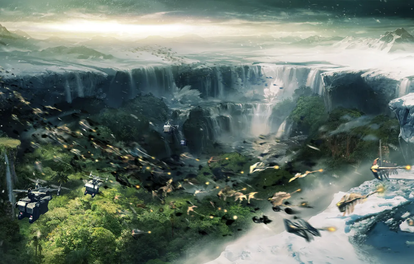 Photo wallpaper waterfall, Roy, lost planet