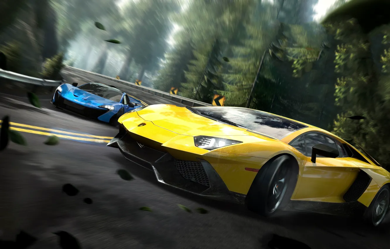 Photo wallpaper race, speed, Lamborghini, NFS, Aventador, Electronic Arts, Need For Speed, McLaren P1