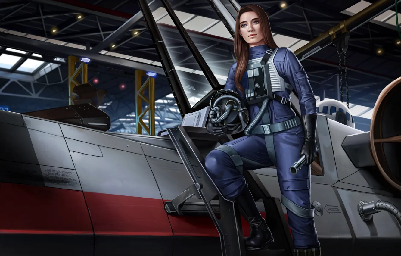 Photo wallpaper look, girl, the plane, uniform, officer, illustration to the book, Rihanni Losator, Riani Losator