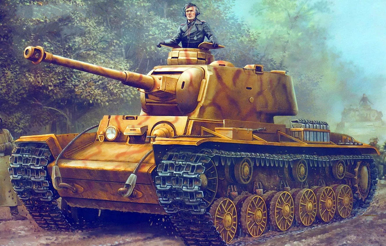 Photo wallpaper figure, Germany, art, Heavy tank, Klim Voroshilov, 756(r), Pz.Kpfw. KV-1B, 75 mm KwK40 L48