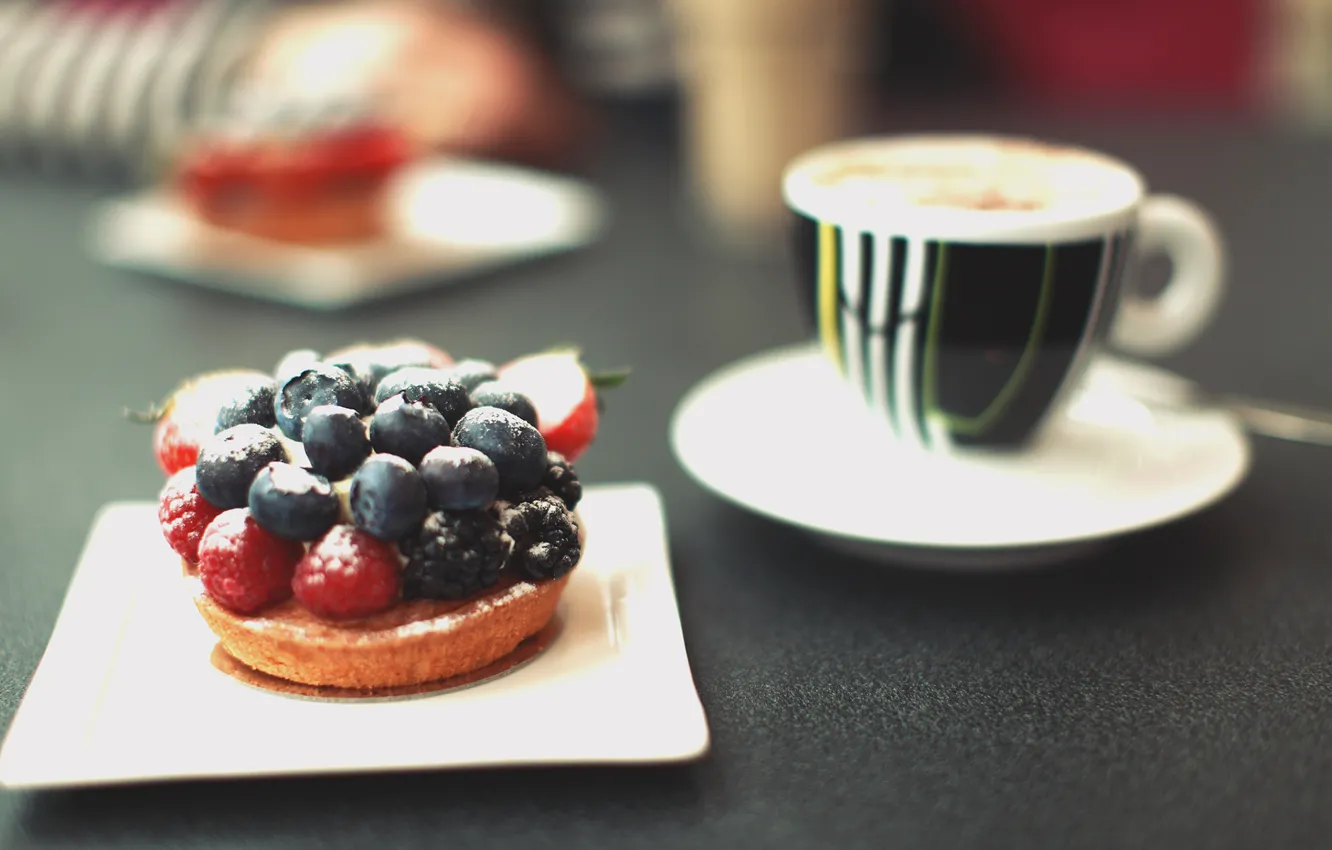 Photo wallpaper coffee, Breakfast, fruit, dessert