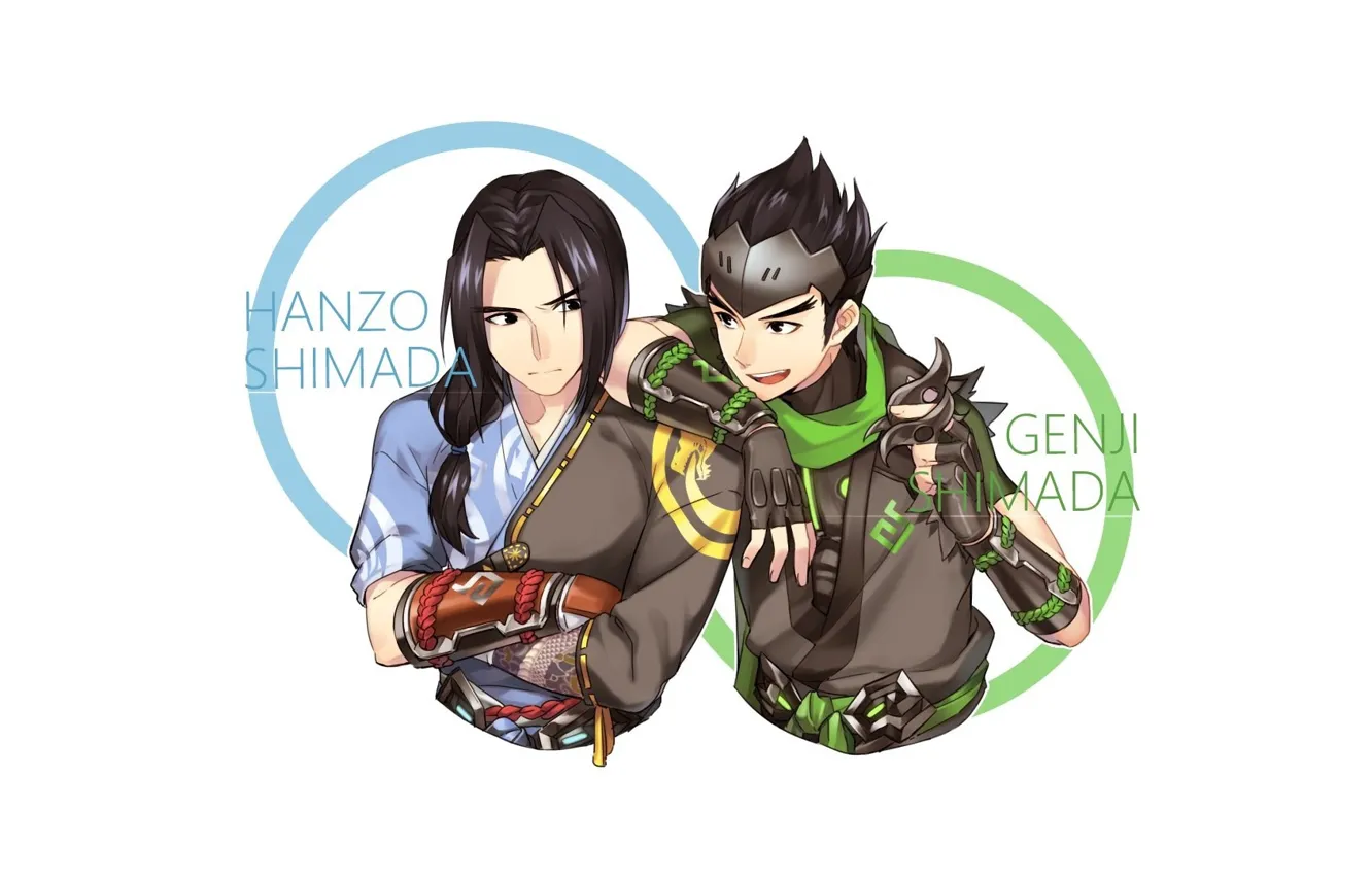 Photo wallpaper art, brothers, Overwatch, Genji Shimada, Hanzo Kabuki