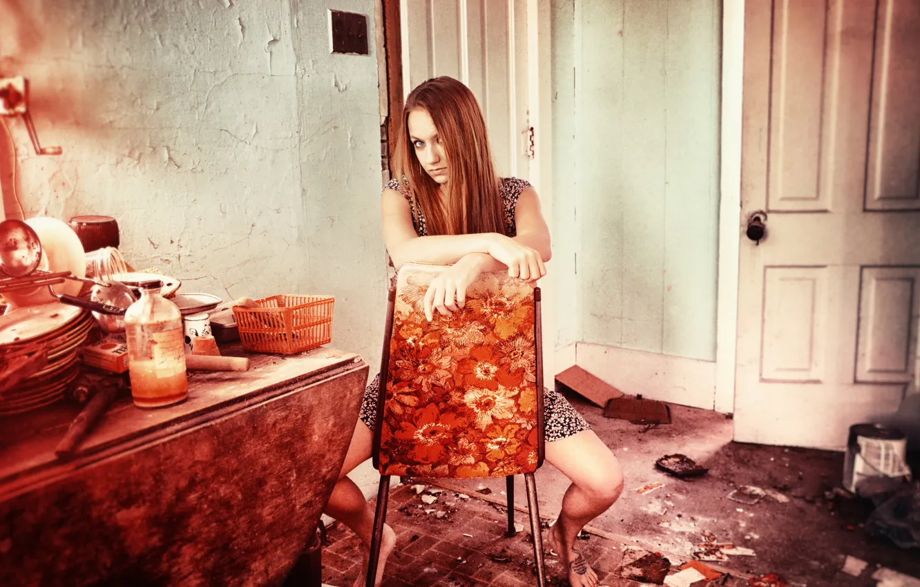 Photo wallpaper look, girl, pose, mood