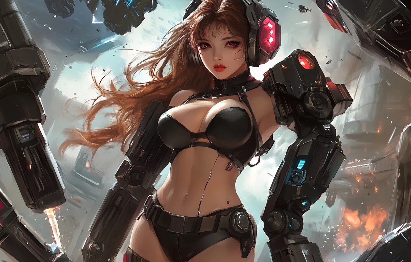 Photo wallpaper machine, look, girl, fiction, body, linen, figure, cyborg