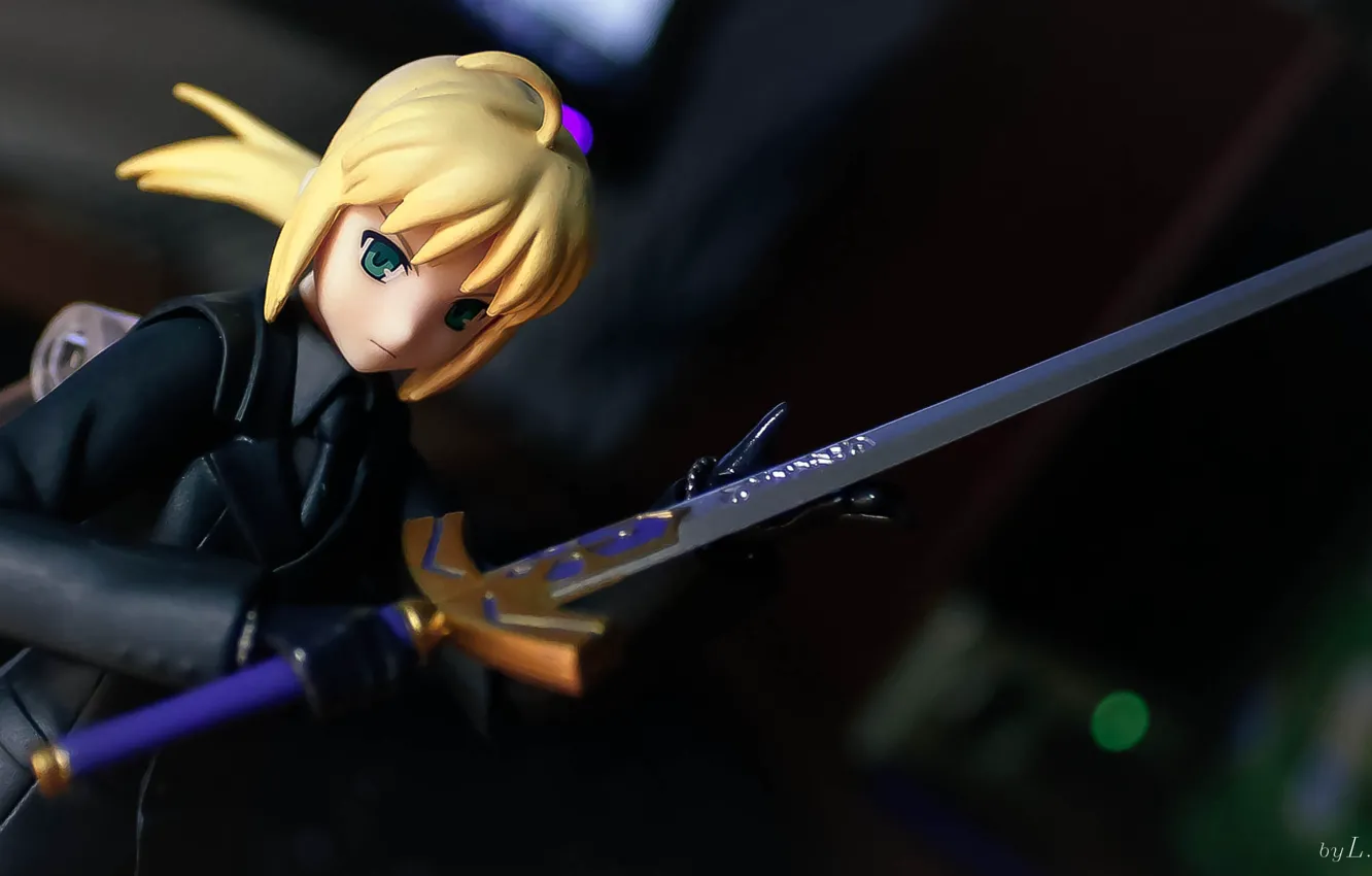 Photo wallpaper look, girl, hair, sword, anime, costume, Fate Stay Night, Saber