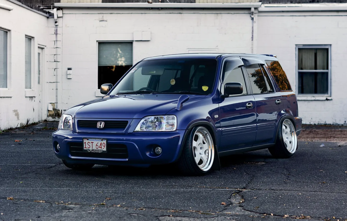 Photo wallpaper Japan, white, Honda, Front, blue, tuning, face, stance