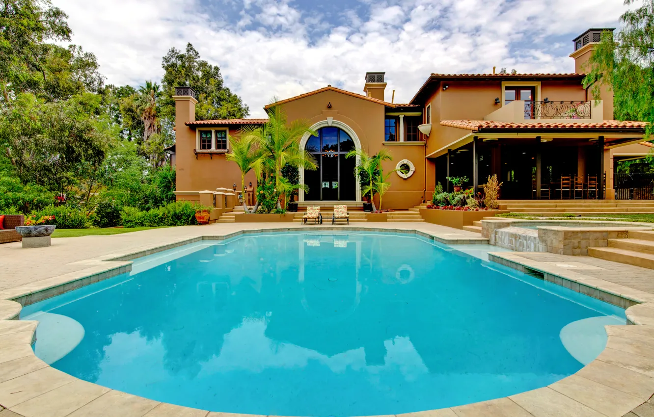 Photo wallpaper Villa, pool, architecture, terrace, exterior