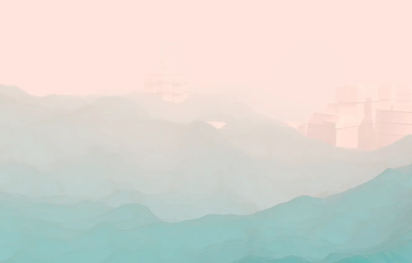 Photo wallpaper sea, water, the city, fog, building, flood, weather