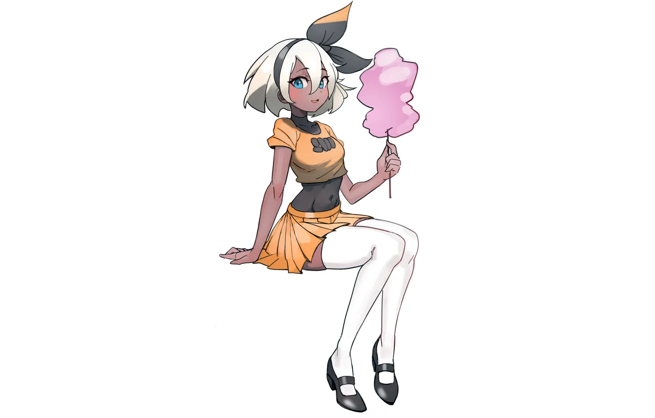 Photo wallpaper girl, sexy, thighhighs, bodysuit, legs, anime, beautiful, short hair