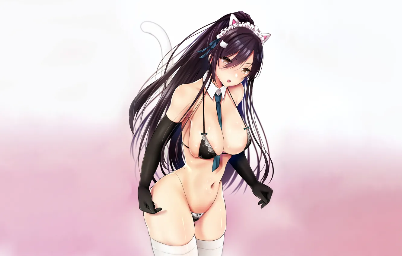 Photo wallpaper girl, sexy, lingerie, pantsu, bra, cleavage, panties, thighhighs