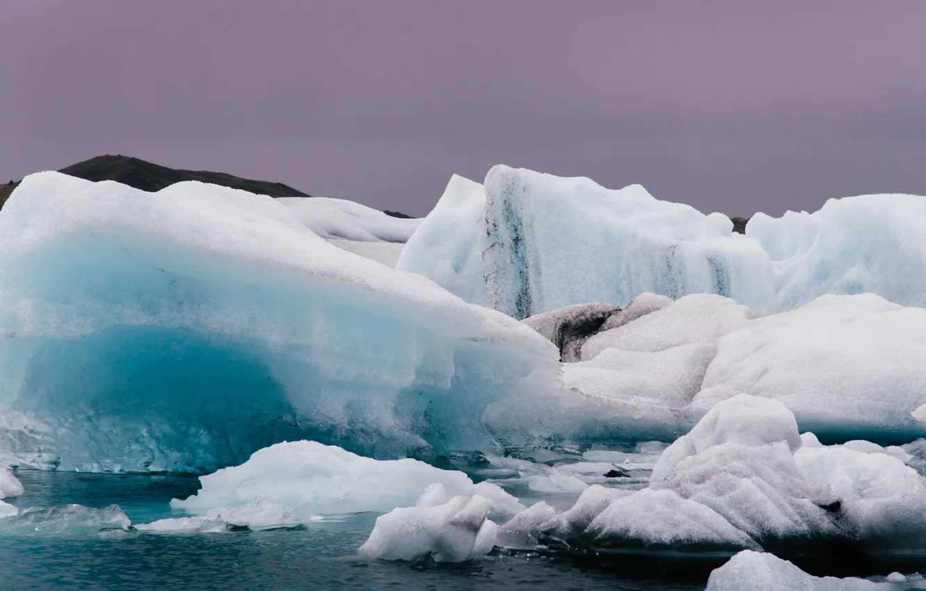 Photo wallpaper ice, sea, shore, Iceland