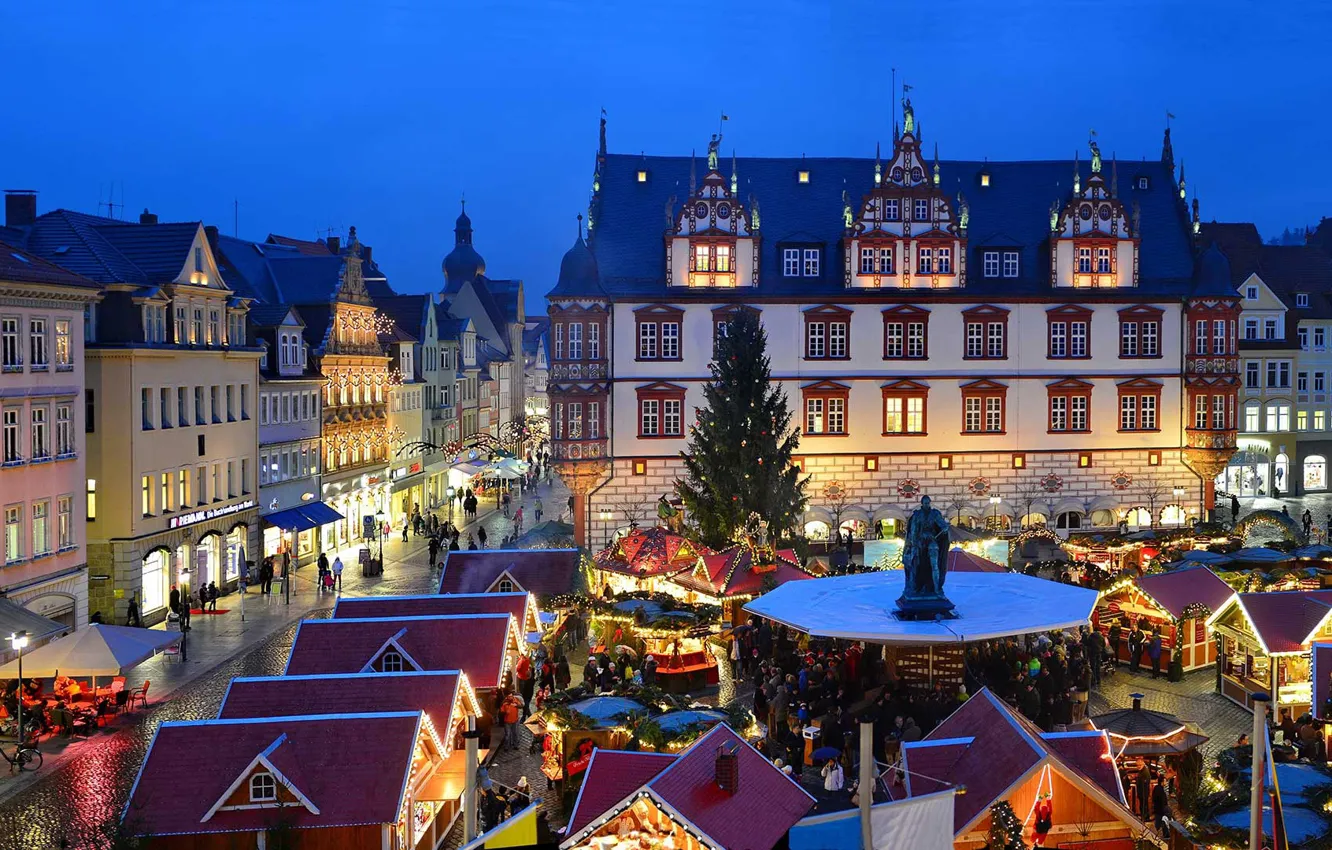 Photo wallpaper lights, Germany, Bayern, area, Coburg, Christmas market
