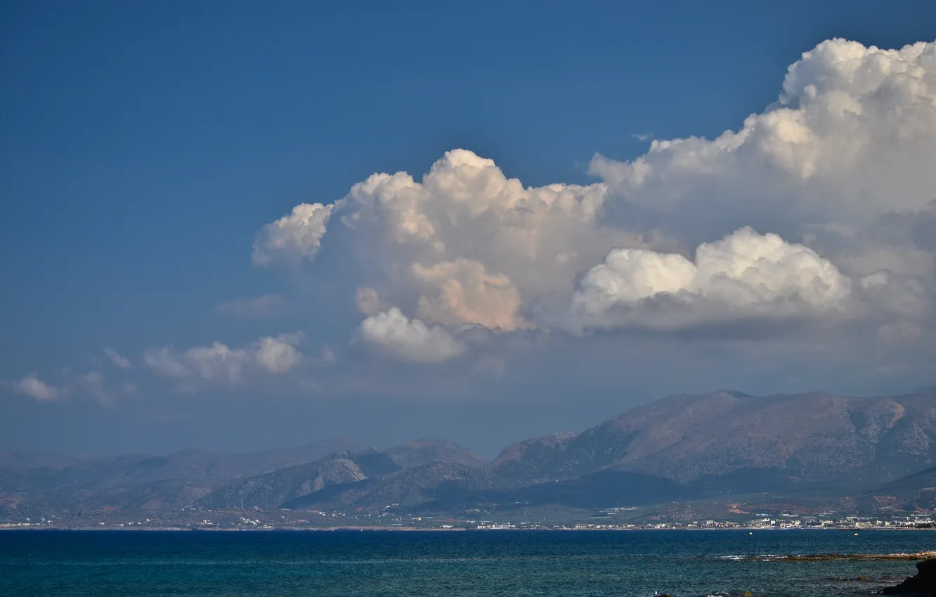 Photo wallpaper sea, summer, mountains, heat, Greece, turquoise, Crete