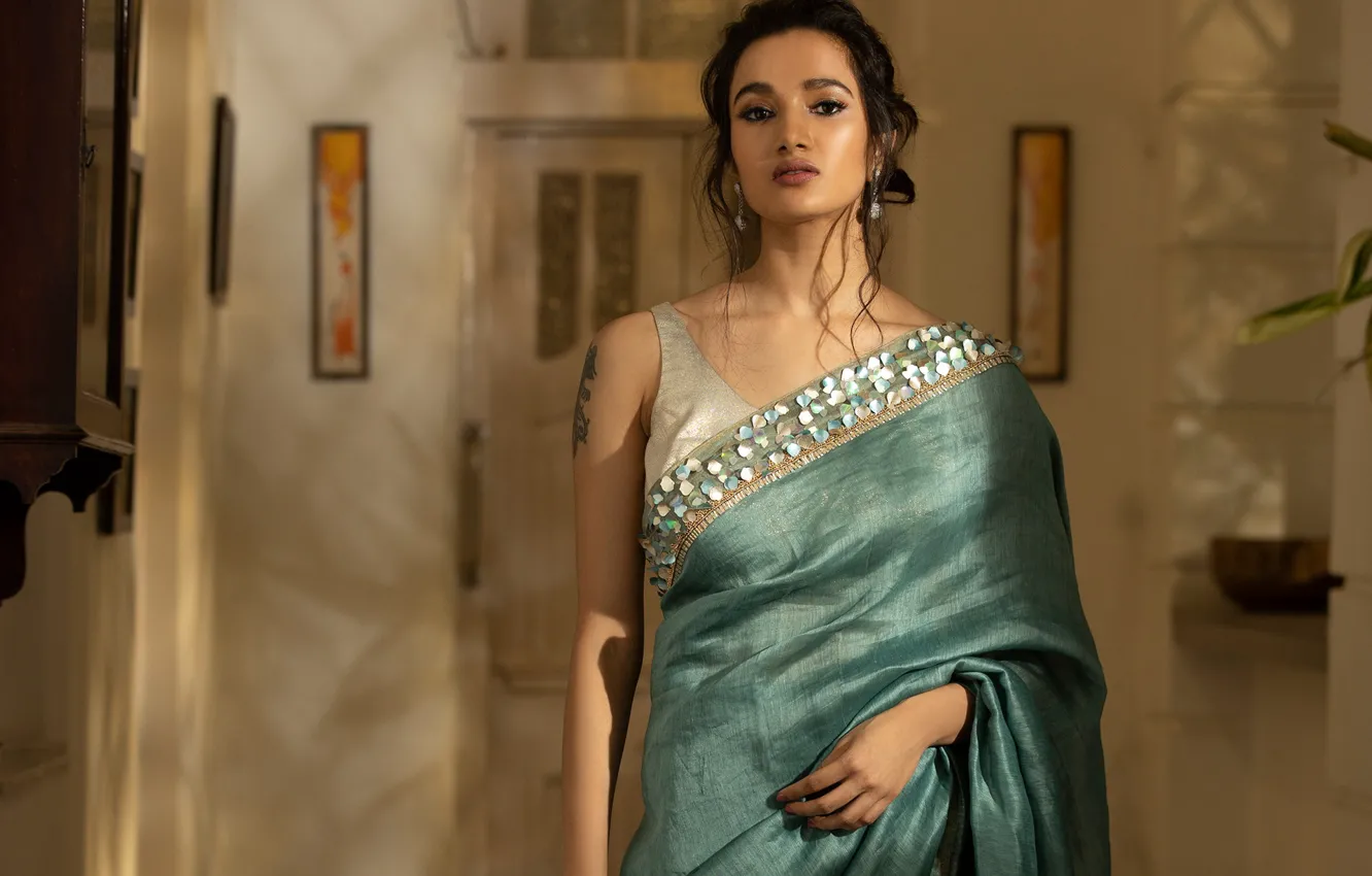 Photo wallpaper hot, model, beauty, indian, bollywood, saree, traditional sari