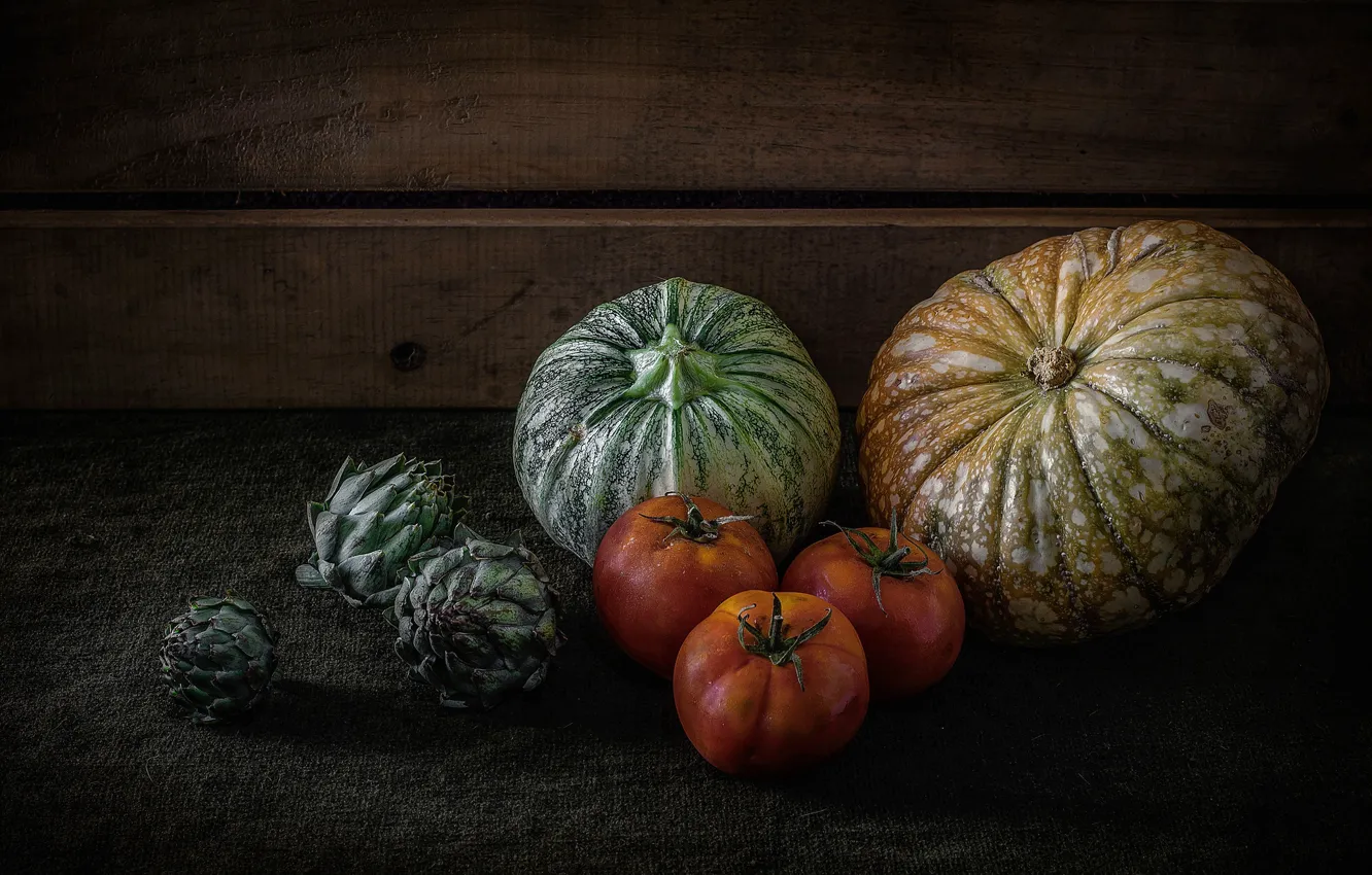 Photo wallpaper fruit, pumpkin, vegetables, tomato, tomatoes