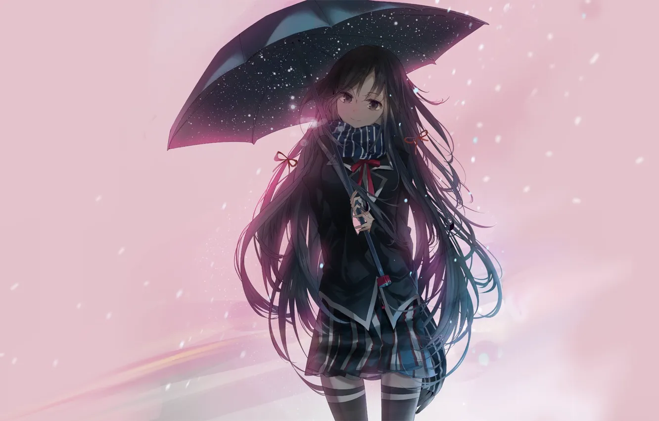 Photo wallpaper girl, umbrella, Shipping Was Yukinoshita, oregairu, Pink Time Of My School Life A Fraud