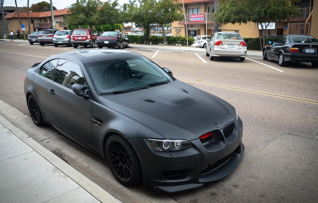 Photo wallpaper BMW, Black, E92, Matte