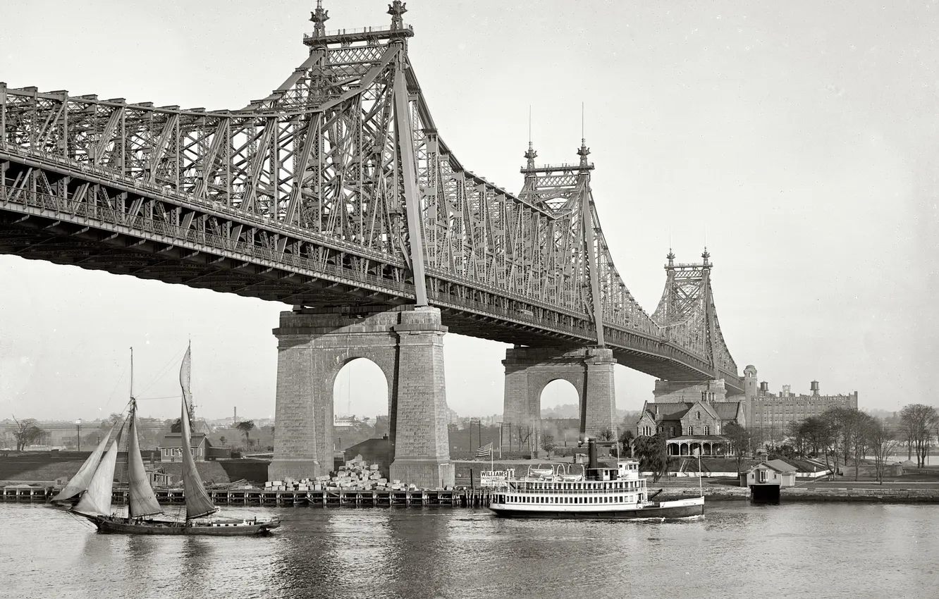 Photo wallpaper bridge, river, old town