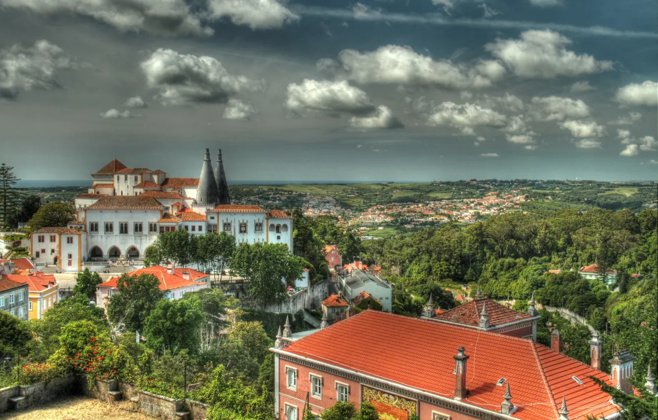 Photo wallpaper the sky, clouds, the city, photo, HDR, top, Portugal, Lisbon