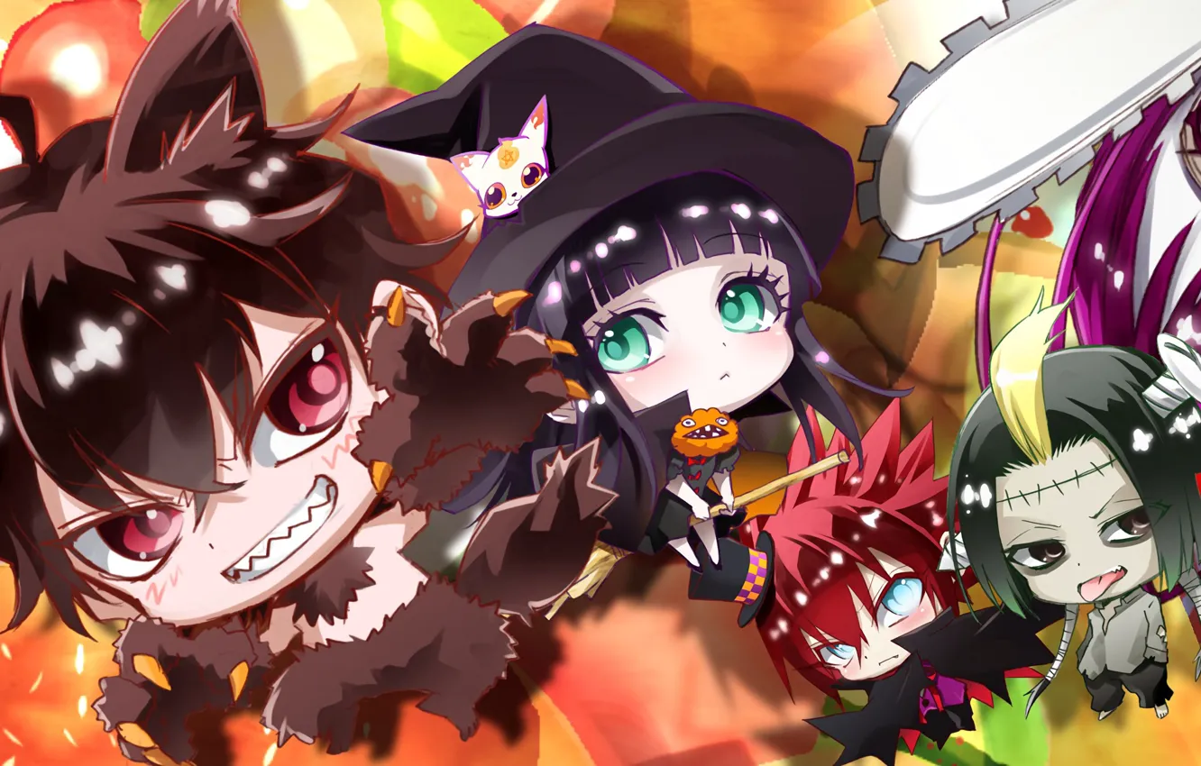 Photo wallpaper girl, halloween, boy, crossover, cosplay, witch, mahou, exorcist
