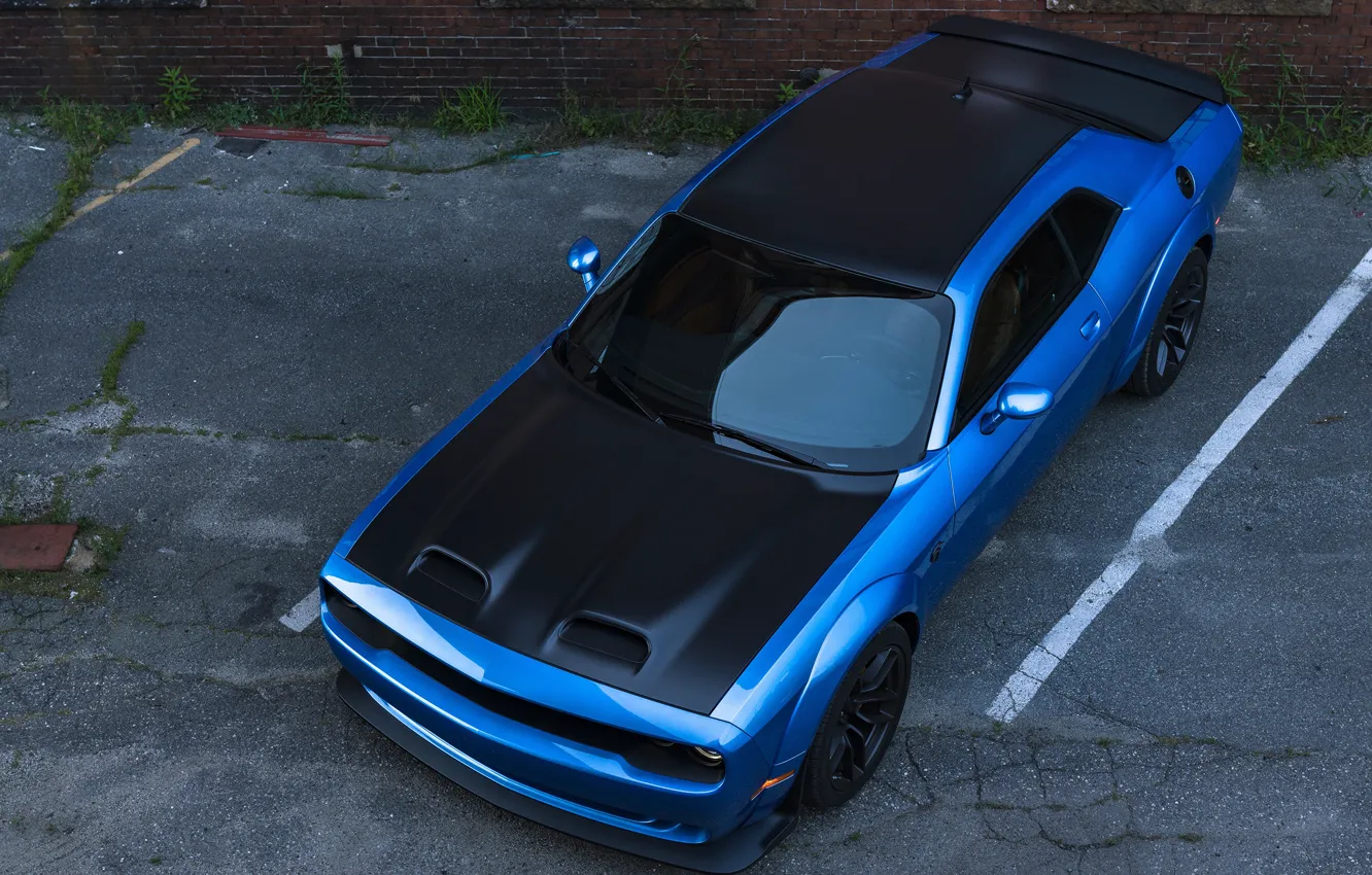 Photo wallpaper Dodge, Challenger, the view from the top, Hellcat, SRT, Widebody, 2019, Redeye