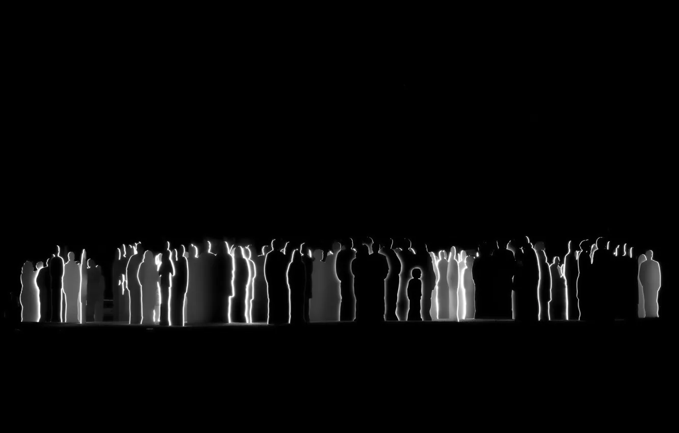 Photo wallpaper light, shadow, figure, silhouette