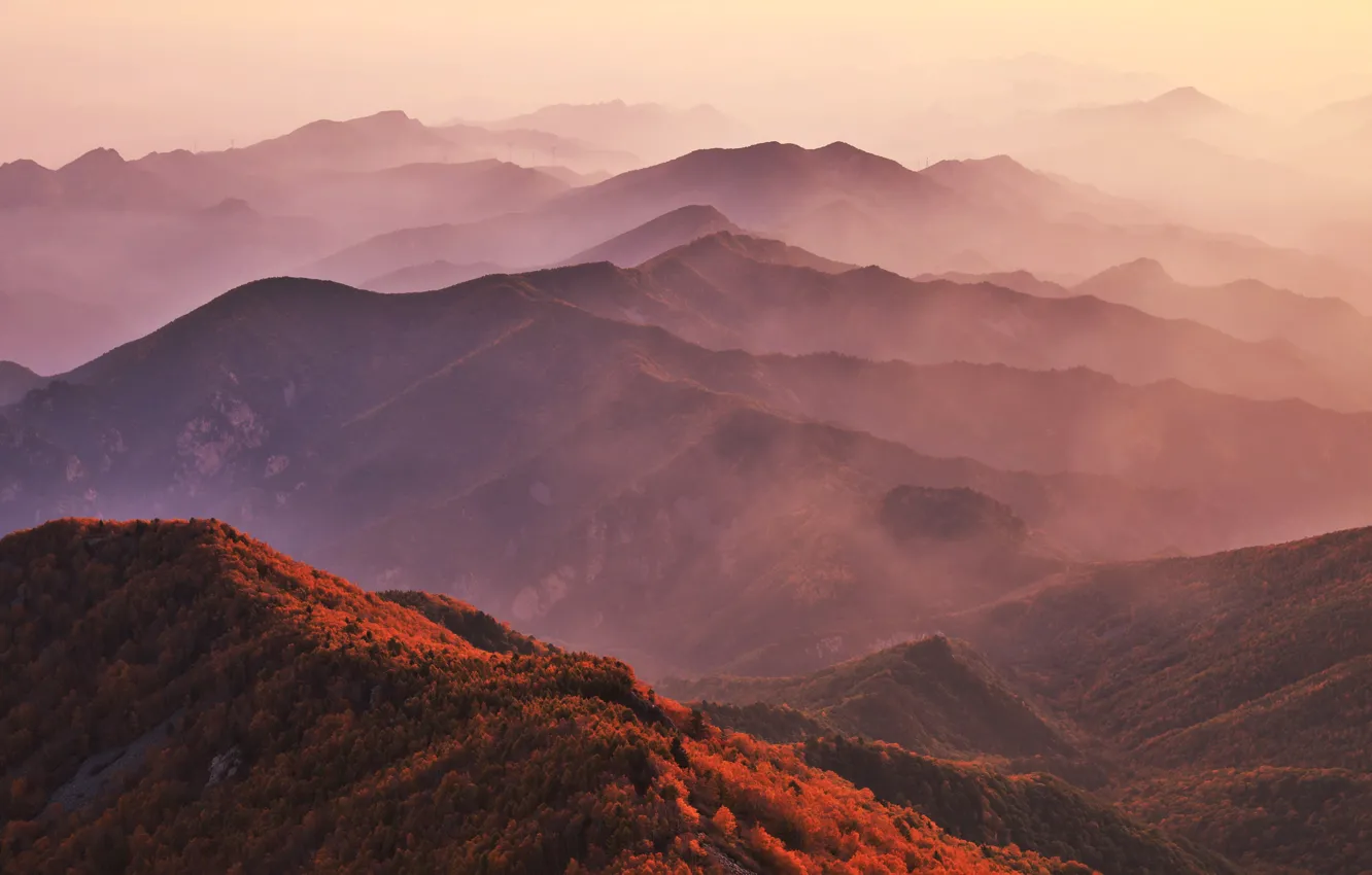 Photo wallpaper Mountains, Autumn, The slopes, Ranges