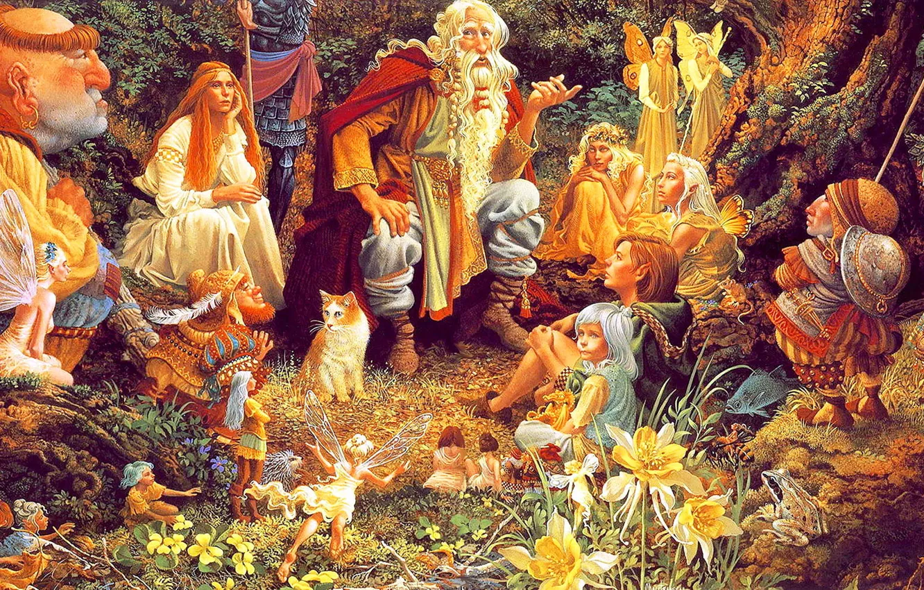 Photo wallpaper glade, tale, picture, The Council, lrs Christensen, meeting in the woods