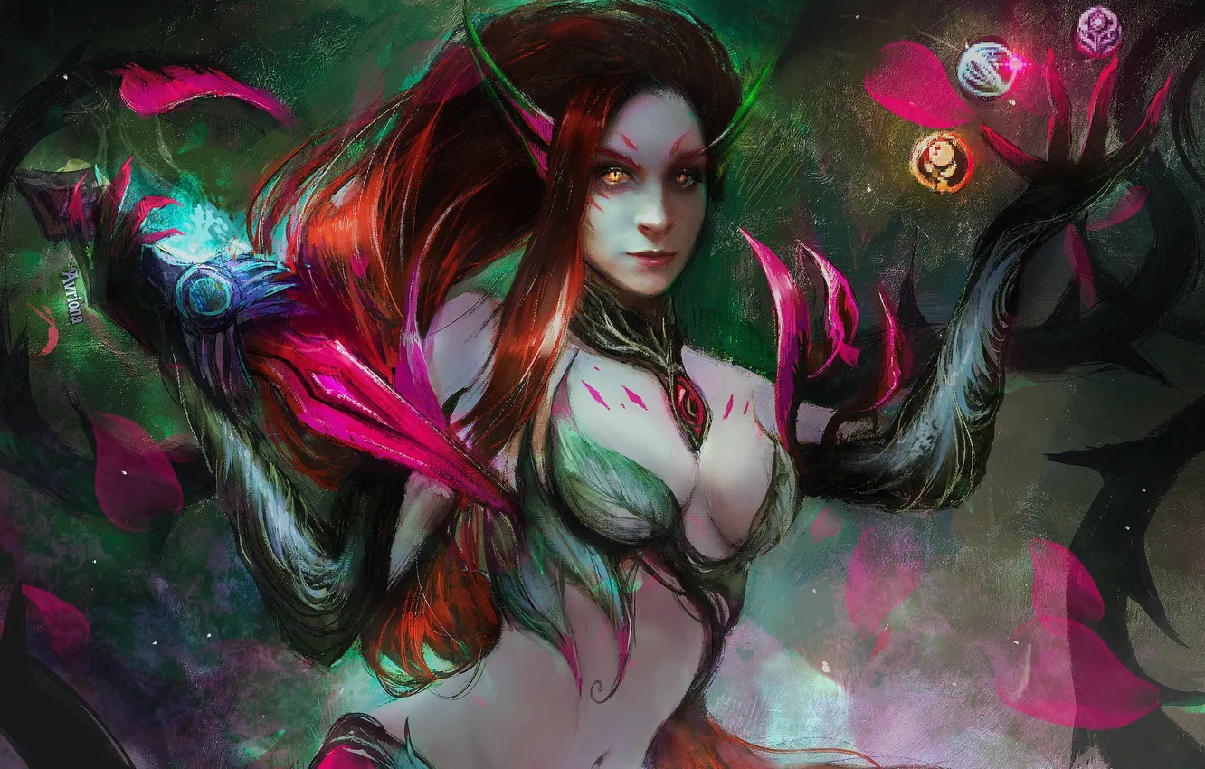 Photo wallpaper girl, plant, League of Legends, League Of Legends, Zyra, Zyra, from panda, by Panda