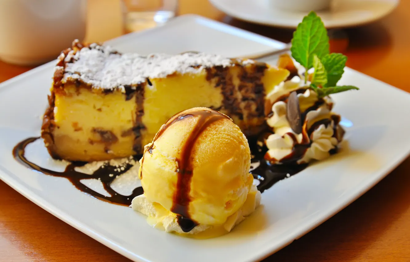 Photo wallpaper chocolate, ice cream, cake, cake, sweet, dessert, biscuit, ice cream