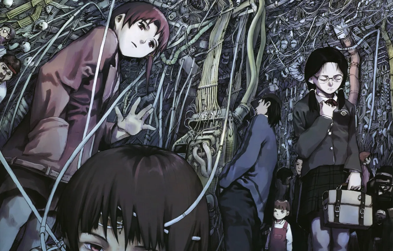 Photo wallpaper fiction, wire, Art, cyberpunk, drama, Serial Experiments Lain, everyone is connected, Lain Iwakura
