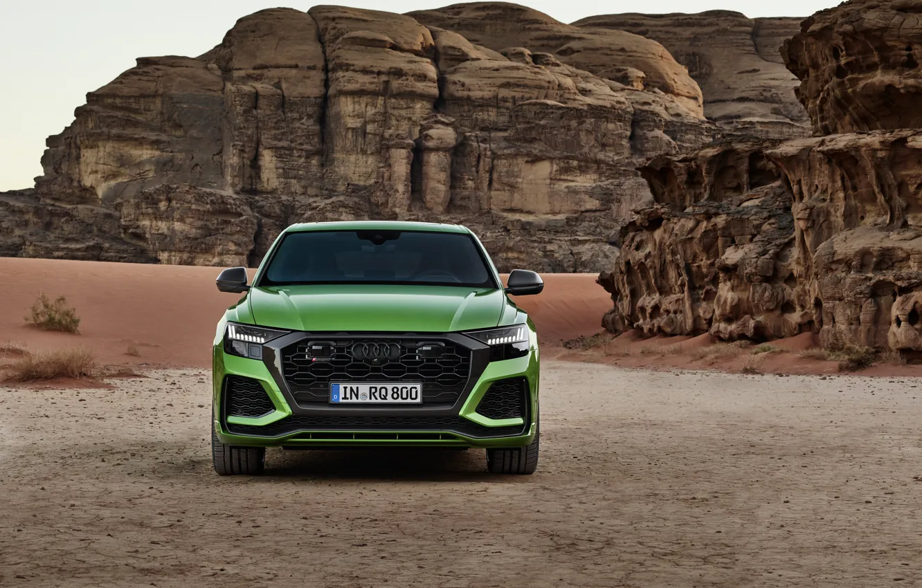 Photo wallpaper Audi, desert, front view, crossover, 2020, RS Q8