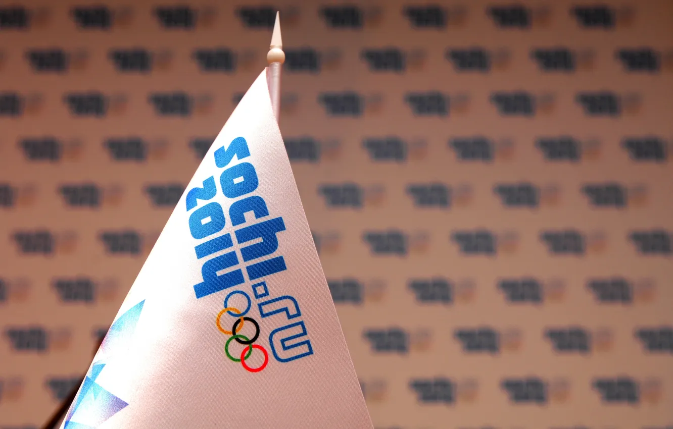 Photo wallpaper background, blur, emblem, flags, Sochi 2014, Sochi2014