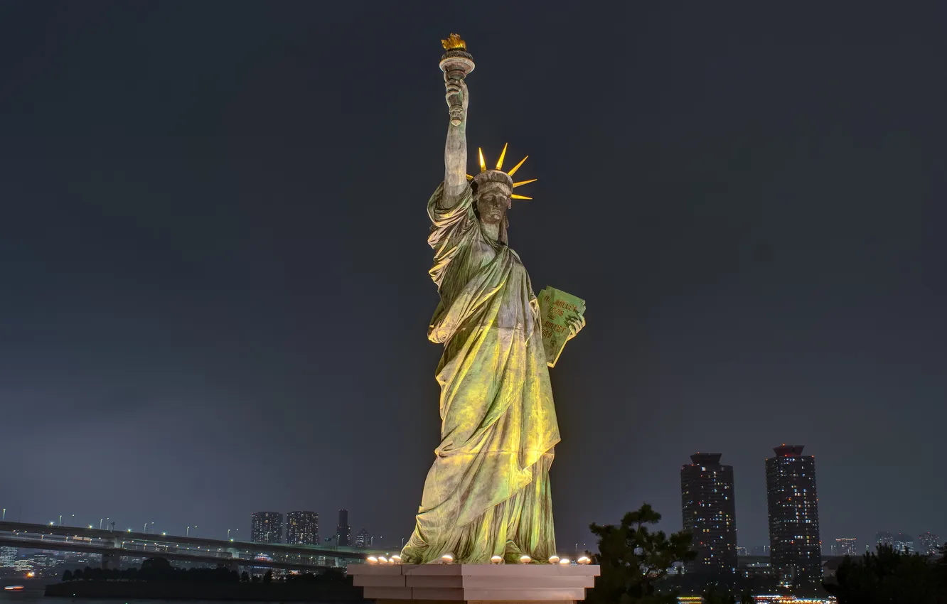 Photo wallpaper night, the city, USA