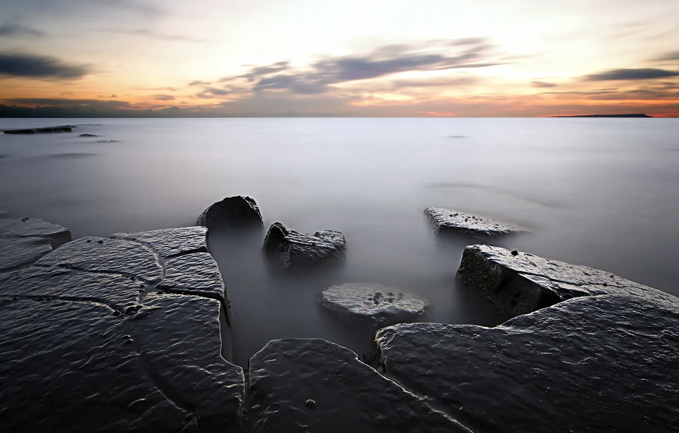 Photo wallpaper sea, landscape, rocks