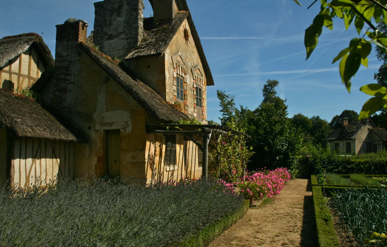 Photo wallpaper landscape, house, garden