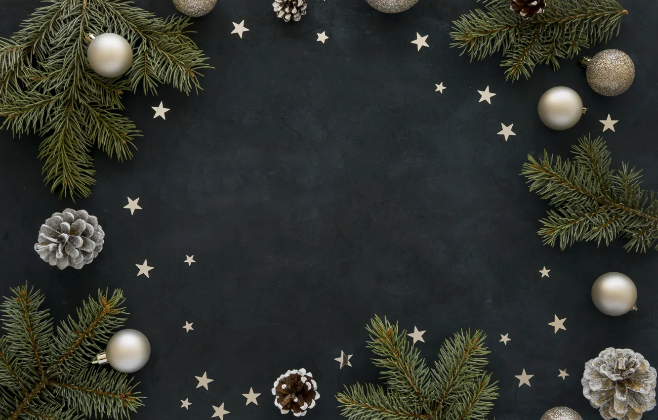 Photo wallpaper decoration, balls, Christmas, New year, christmas, balls, bumps, wood
