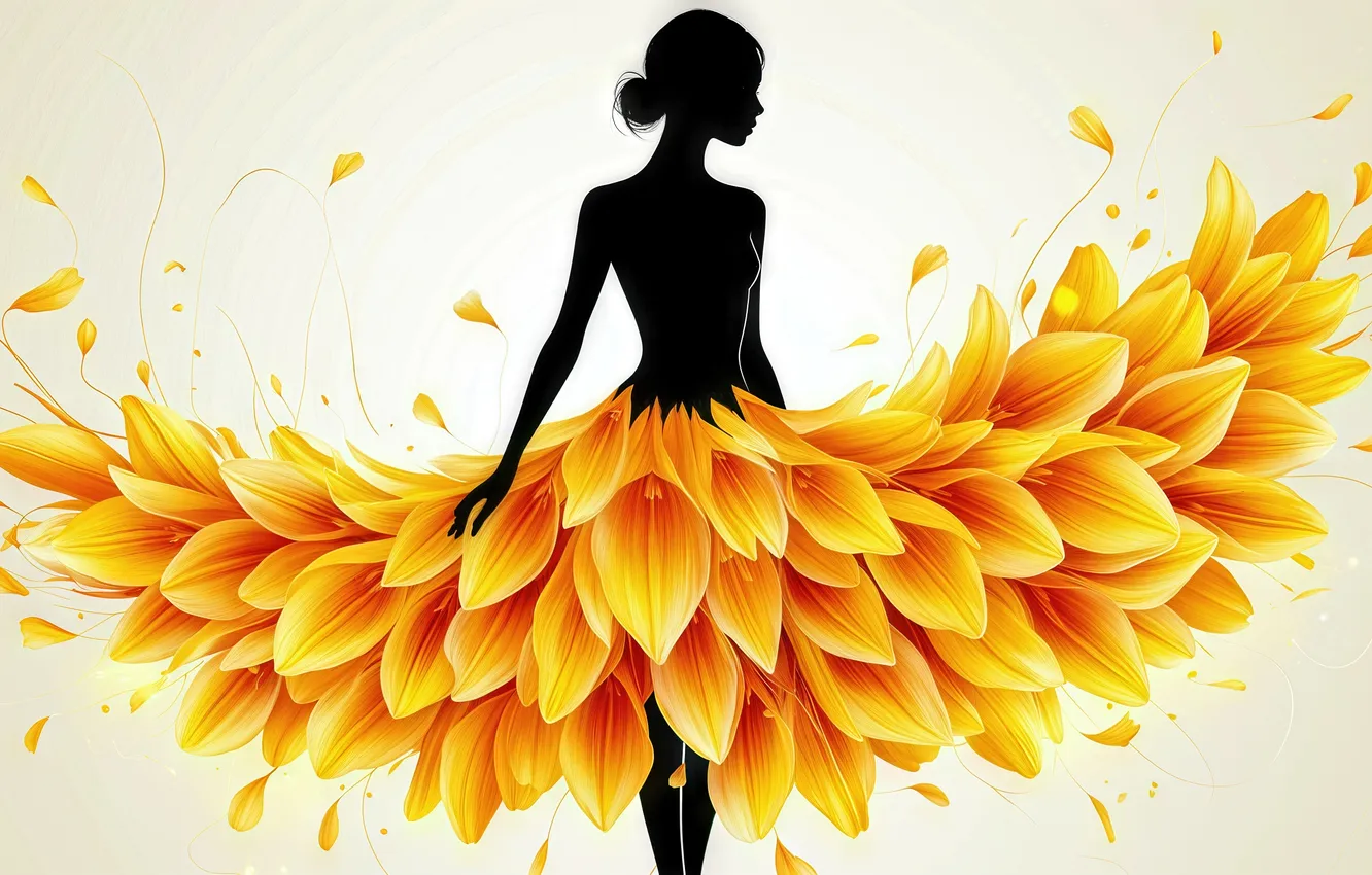 Photo wallpaper girl, woman, silhouette