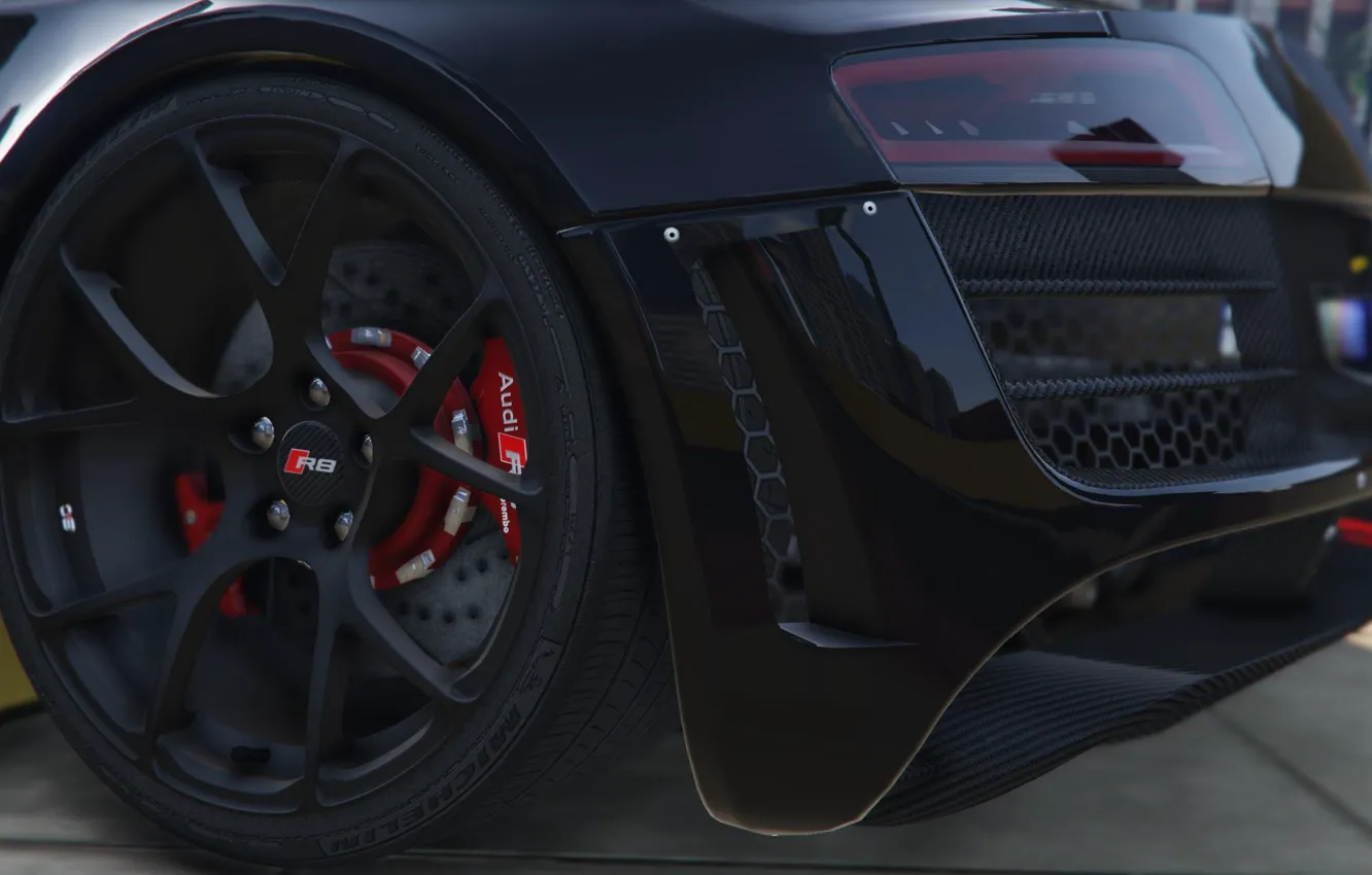 Photo wallpaper Audi, Audi, black, lights, wheel, back, drives, LMS