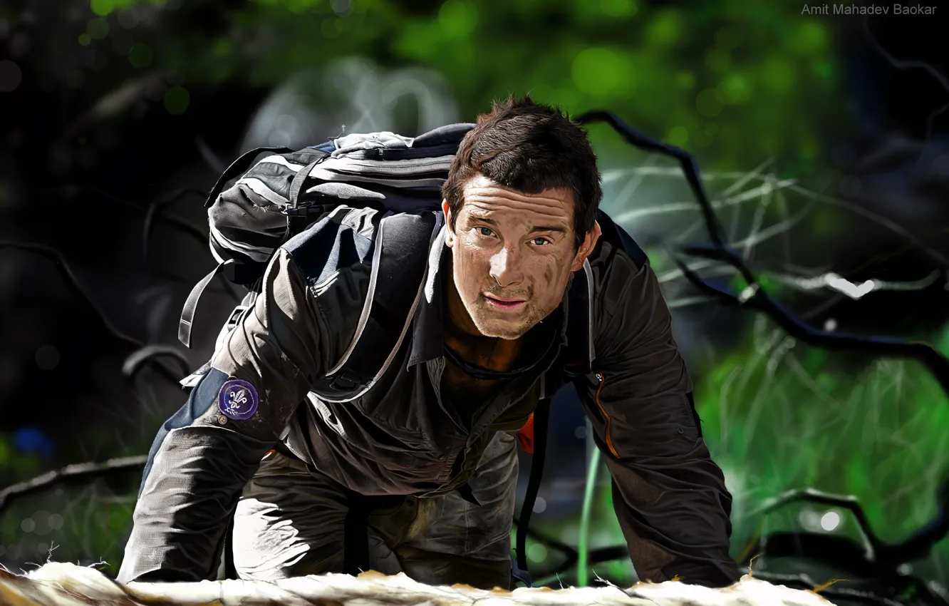 Photo wallpaper Look, Art, Male, Discovery, Bear Grylls, Bear Grylls, To survive at any cost, TV presenter