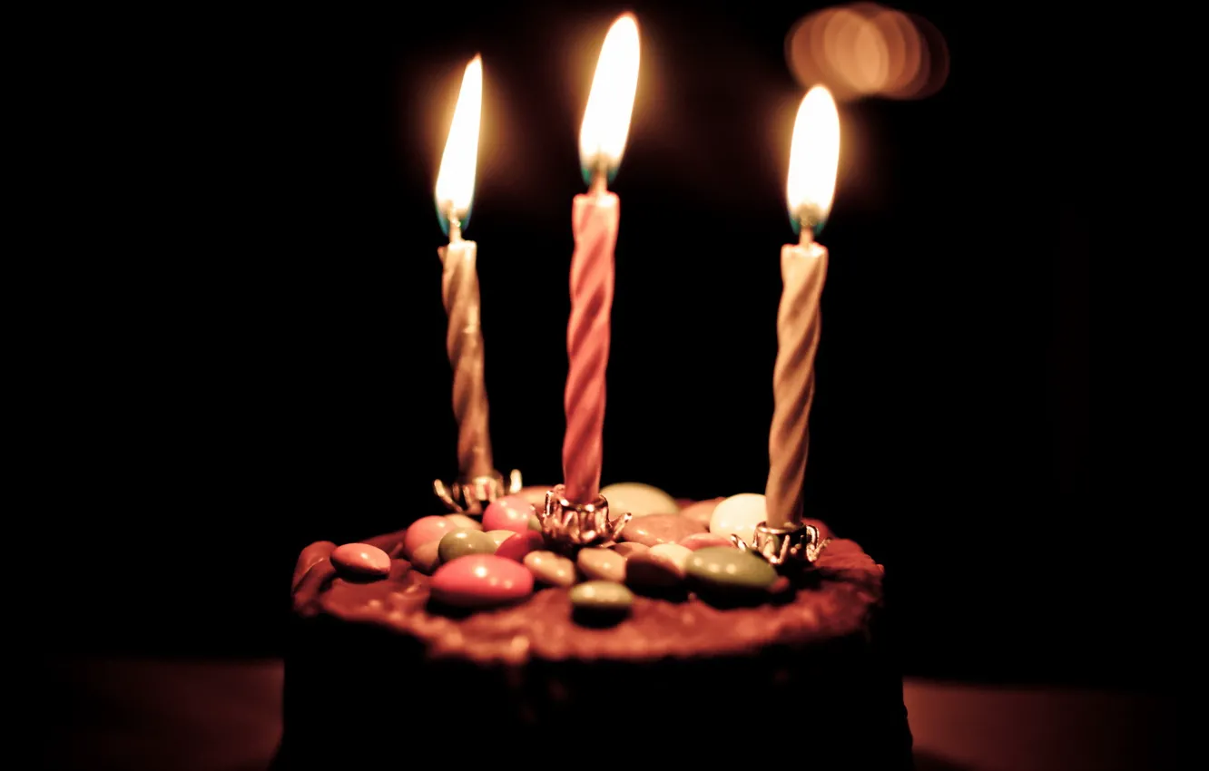 Photo wallpaper candles, cake, Birthday Bokeh