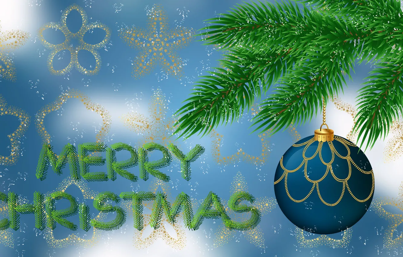 Photo wallpaper Graphics, Christmas, Twigs, Bauble