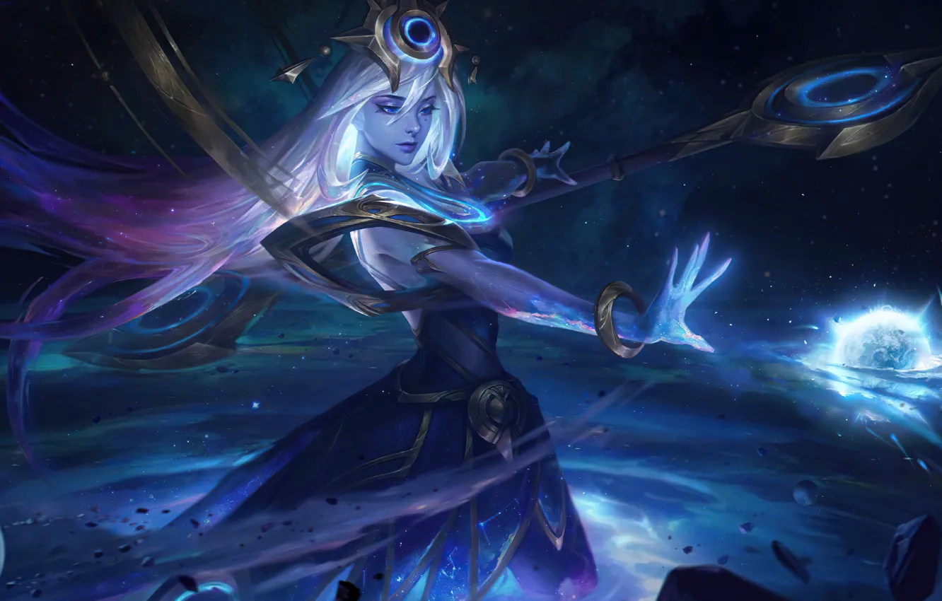 Photo wallpaper LoL, characters, Character, planet, magic, planets, Cosmic Lux, Space Suite