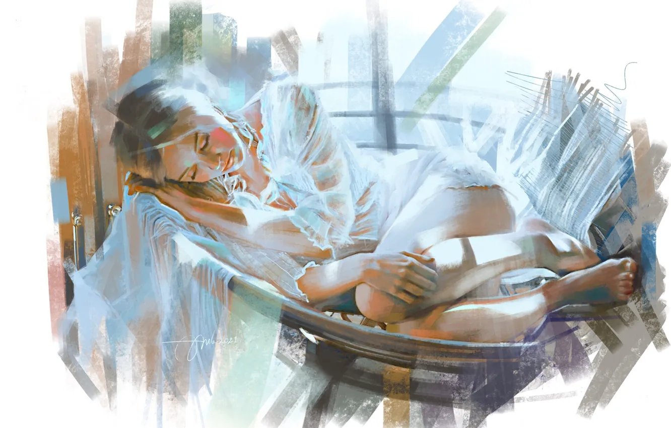Photo wallpaper girl, sleeping, Victor Amle