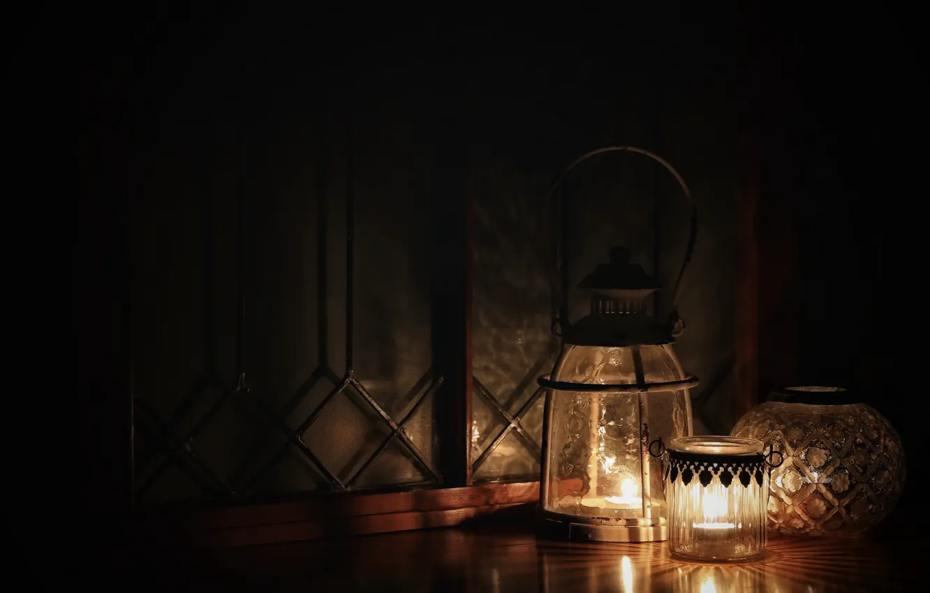 Photo wallpaper darkness, style, candles, lights