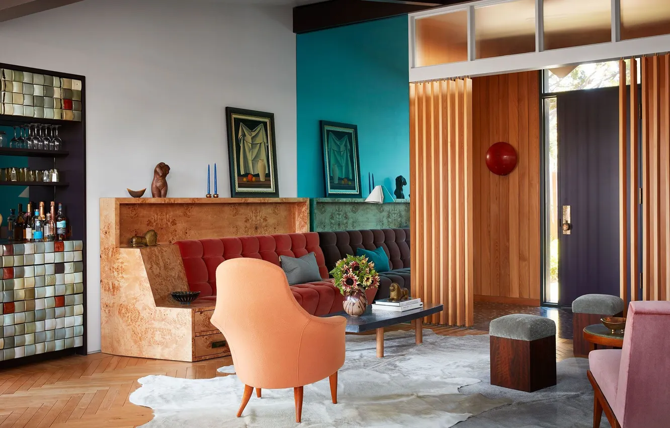 Photo wallpaper design, style, retro, room, interior, bar, vintage, living room