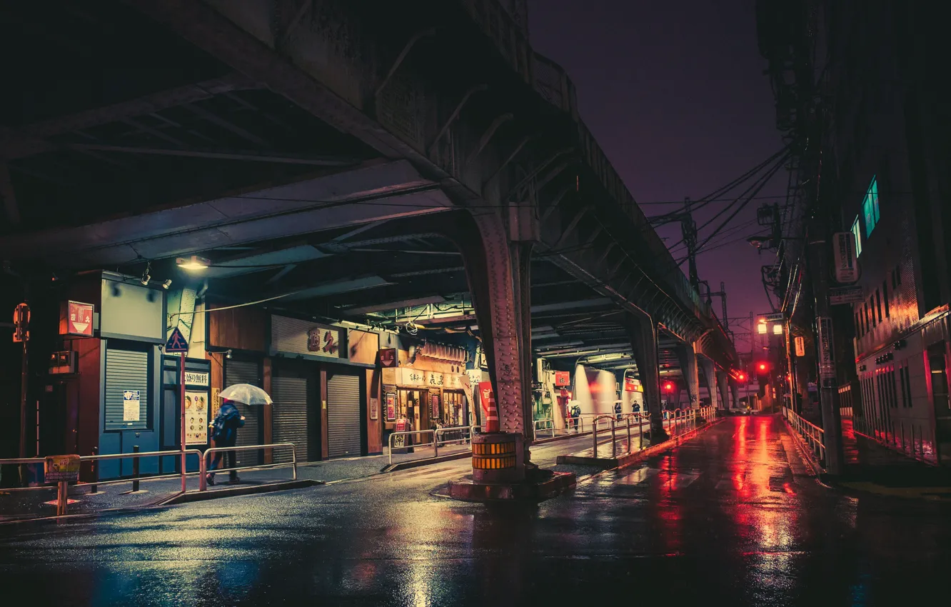 Photo wallpaper road, night, the city, people, neon, Tokyo, lights, Tokyo