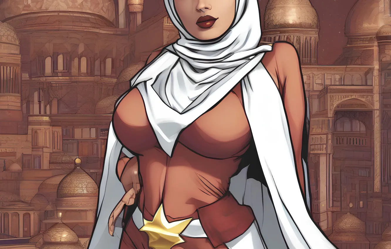 Photo wallpaper oriental, mosque, superheroine